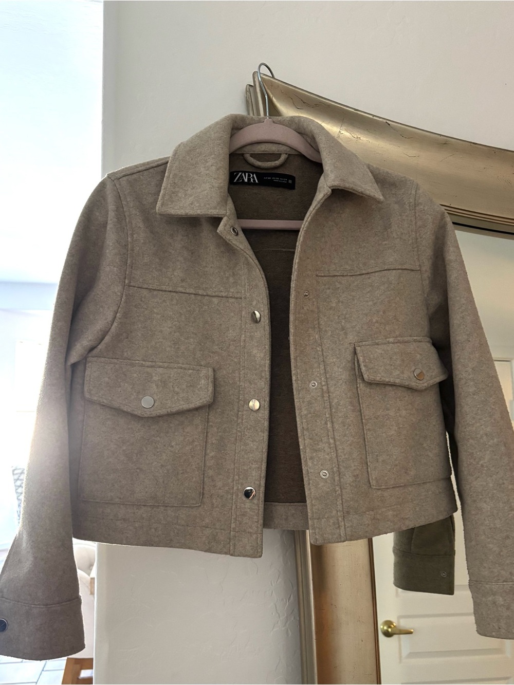 Zara Taupe Crop Utility Jacket